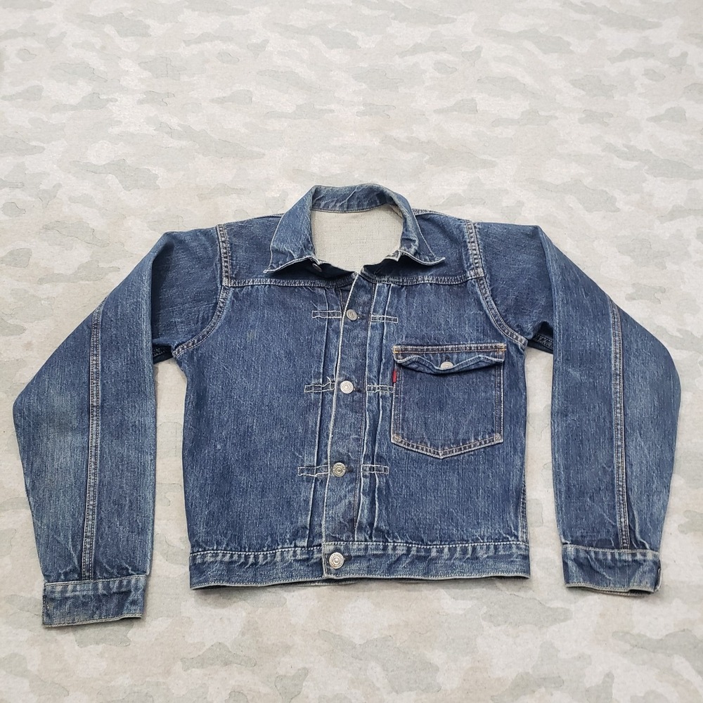 Vintage Levis Trucker Jacket Men 36 Blue Type 1 Big E Selvedge Buckle Back USA - Picture 1 of 16